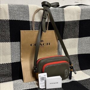 Coach Green and Red Crossbody Bag